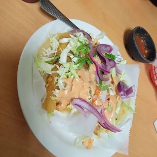 Shrimp and fish taco.. Shrimp was the best.