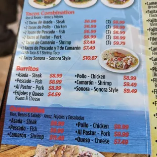 a menu for a mexican restaurant