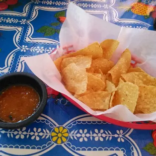 Complimentary chips and salsa