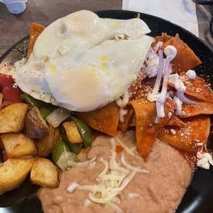 Chilaquiles with papas and eggs