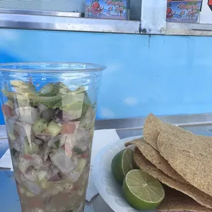 Shrimp ceviche with tostadas