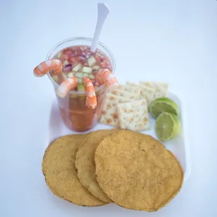 a plate of food and a drink