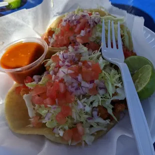 Breaded shrimp tostada