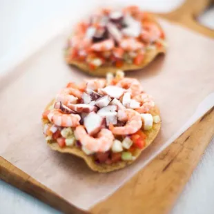Shrimp Tostada with Octopus
