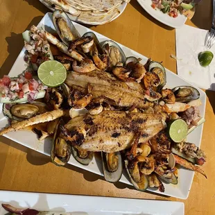 Mariscada for 4 people. Came with quesadillas.