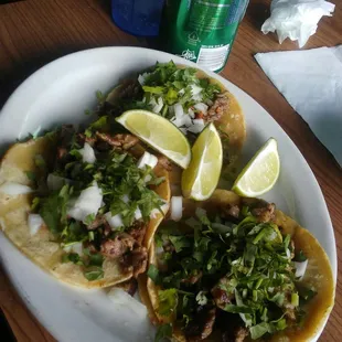 3 carne asada tacos. $1 each for taco Tuesday.