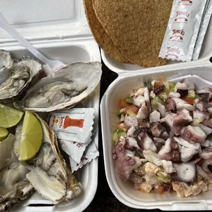 Oysters, Shrimp &amp; Octopus ceviche.