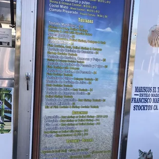 The menu and prices