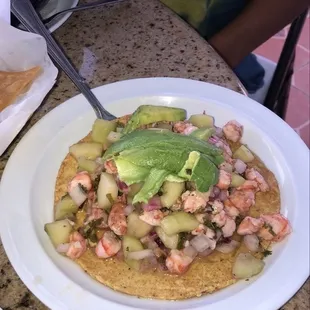 Shrimp ceviche tostadas