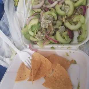 These are the 3 &quot;aguachile tostadas&quot; they gave me, trash.