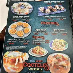 a menu for a mexican restaurant