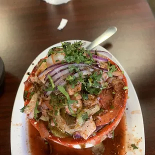 a plate of food on a table