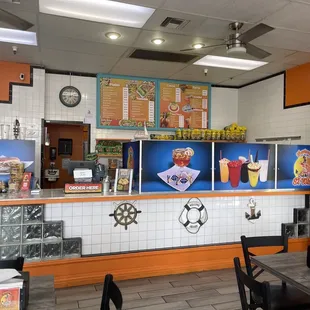 the inside of a restaurant