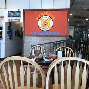 tables and chairs in a restaurant