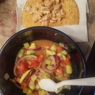 $15 Tostada de camaron?! Never again am I buying food from here. Disappointed.