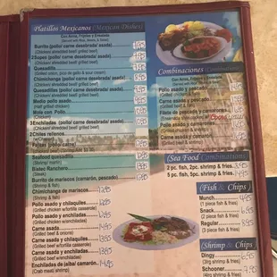 a menu for a mexican restaurant