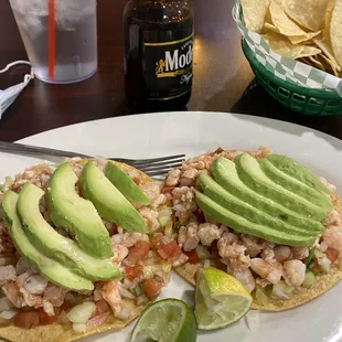 Tostada de Ceviche de Camaron