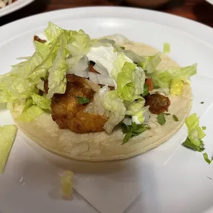 Fish taco with sour cream