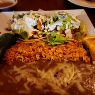 2 shrimp tacos plate YUM