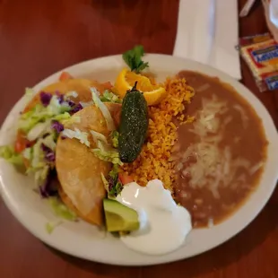 Two beef taco lunch meal.