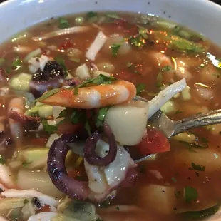 The octopus is so tender, fresh oysters and scallops, loads of shrimp, baby clams, and abalone.