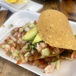 Shrimp tostada