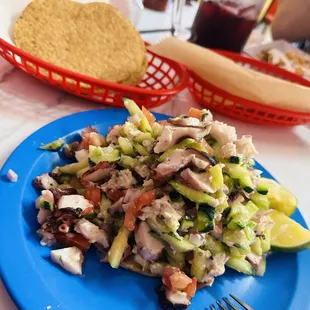 Tostada de pescando y pulpo (octopus &amp; fish tostada)