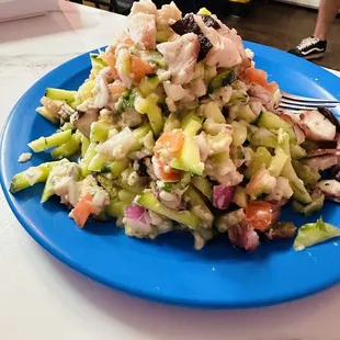 Tostada de pescado y pulpo