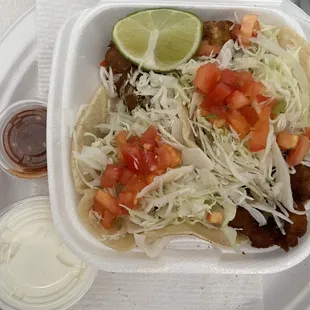 Fish tacos to go