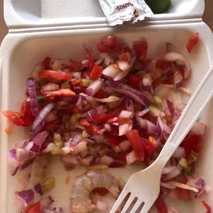 Just onion and tomato for my ceviche no cucumber smh.