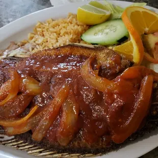 Mojarra with diabla sauce