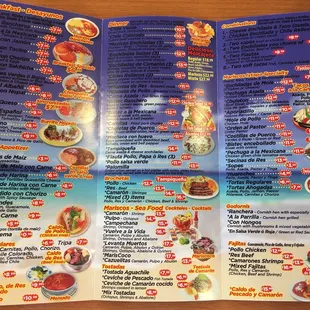 Menu as of June 16, 2018.