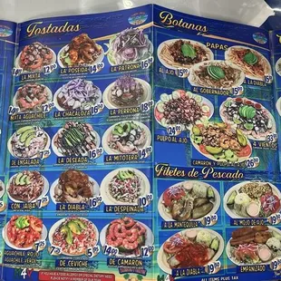sushi and sashimi, menu