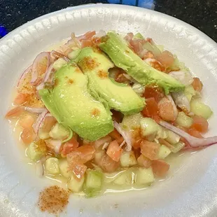 Tostada de ceviche de camaron
