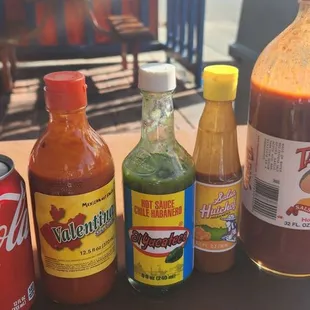 a variety of condiments