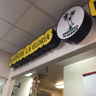 the sign above the counter