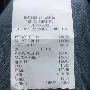 Tip and water were automatically added under "Misc"