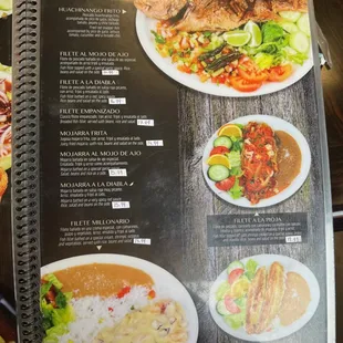 fish page of menu