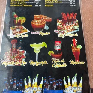 Some of the drink menu