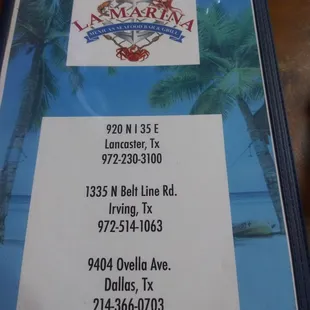 New menu with higher prices.