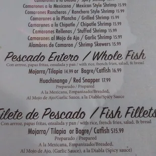 menu