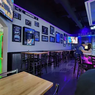 a bar with neon lights