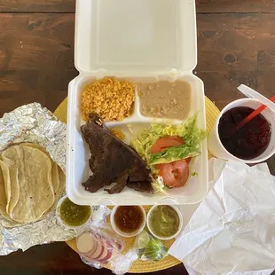 Asada plate = $14. Free iced Jamaica drink with Yelp check-in. (3/27/21)