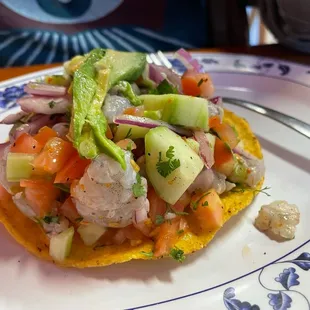 Tostada de Ceviche de Camarón