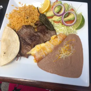 a plate of mexican food