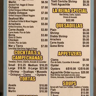 menu