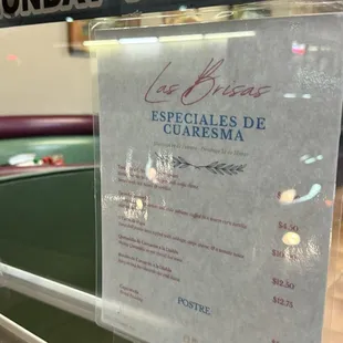 menu