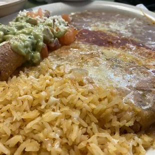 Rolled tacos, enchilada and chili relleno.