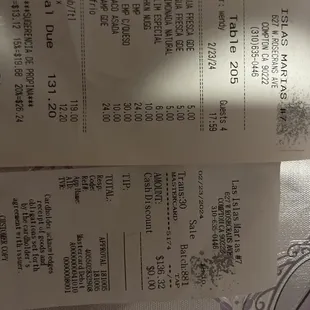 My receipt from this place.