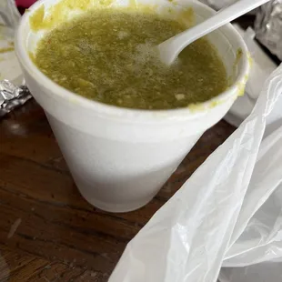 Whole cup of Chile verde